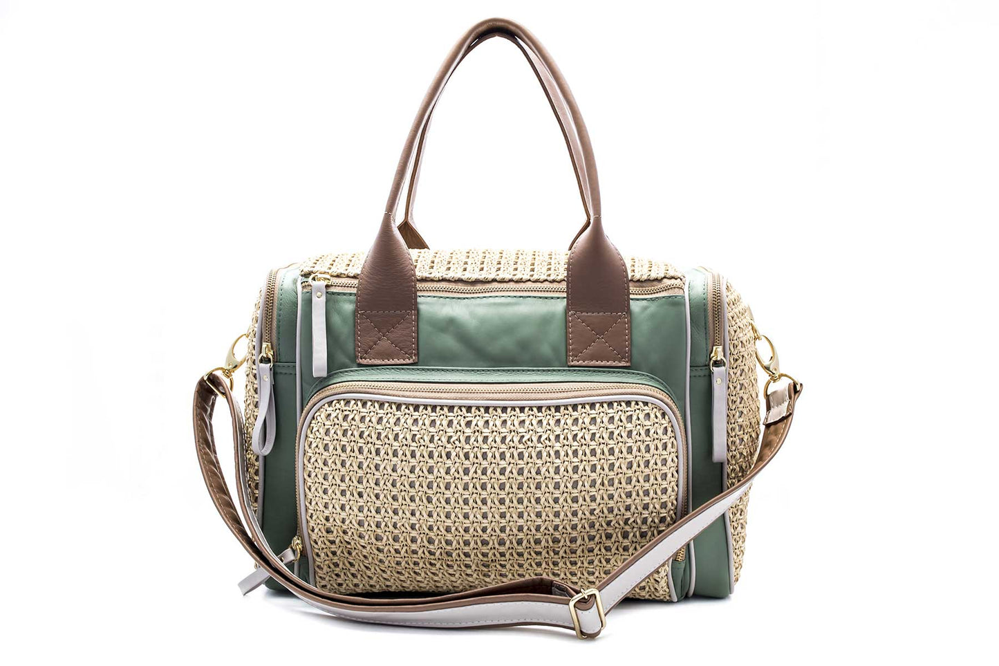Bolsa Maternidade Verde c/ Caramelo