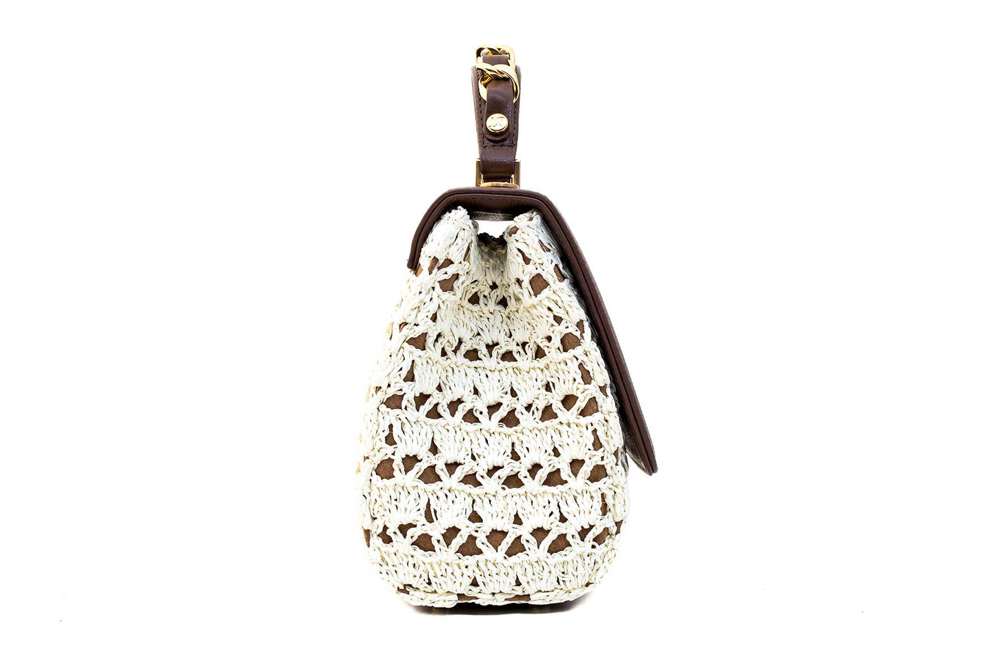Bolsa Fabiana Crochê Caramelo c/ Creme