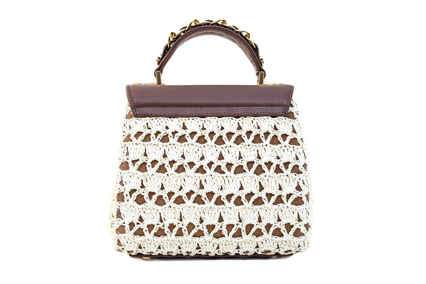 Bolsa Fabiana Crochê Caramelo c/ Creme