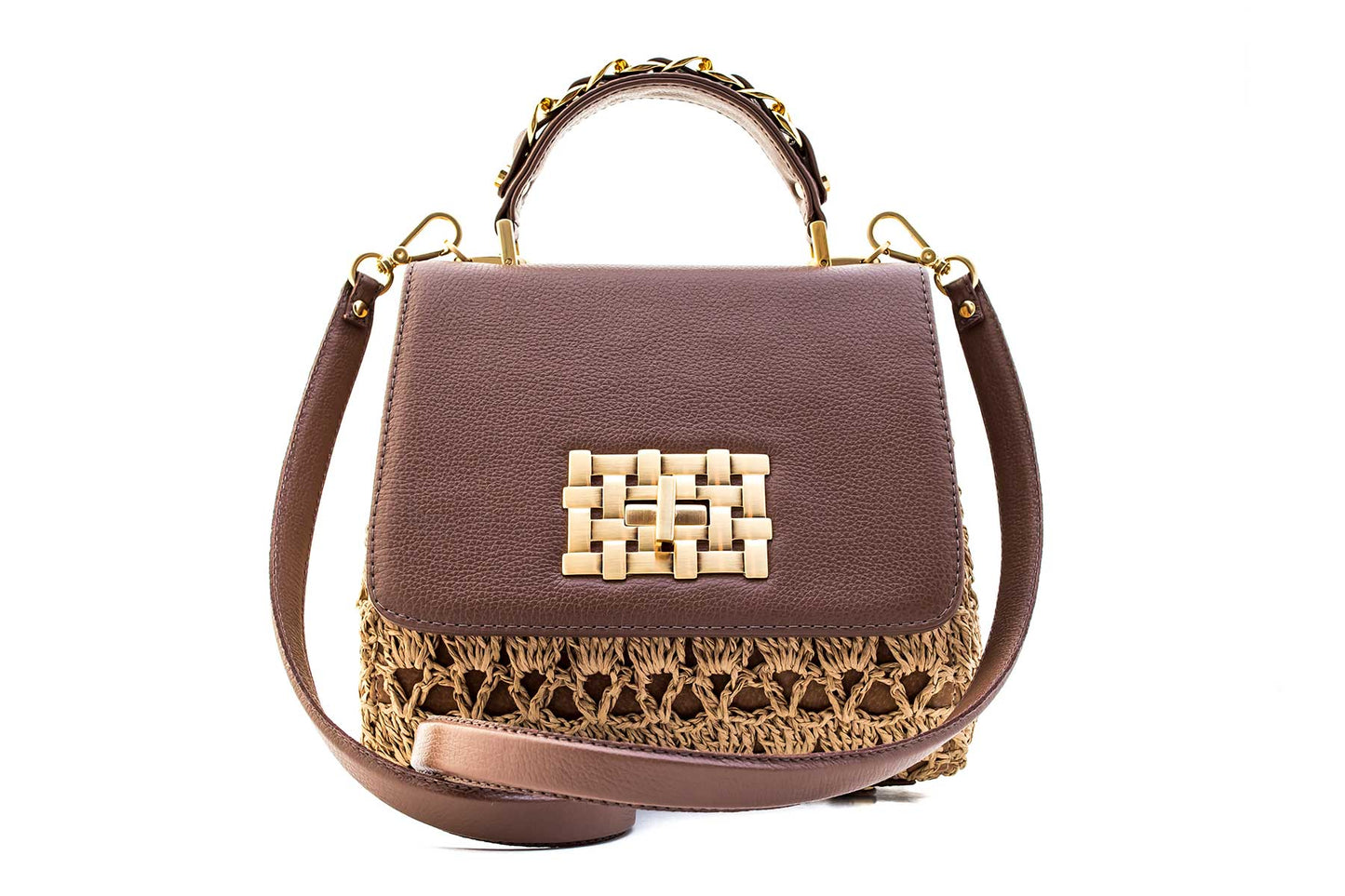 Bolsa Fabiana Crochê Caramelo