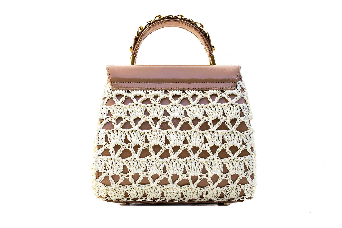 Bolsa Fabiana Crochê Macadâmia Verniz c/ Creme