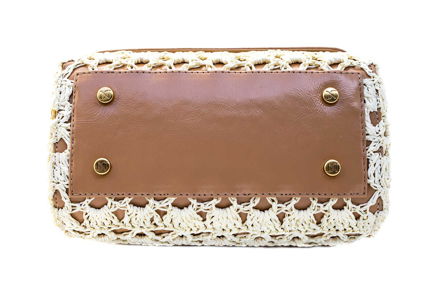 Bolsa Fabiana Crochê Macadâmia Verniz c/ Creme