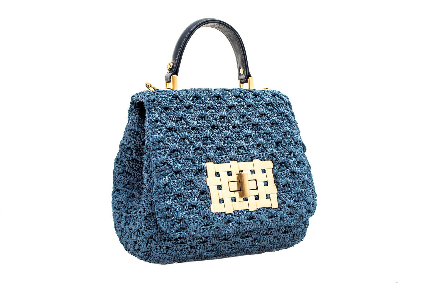 Bolsa Fabiana Mini Crochê Azul