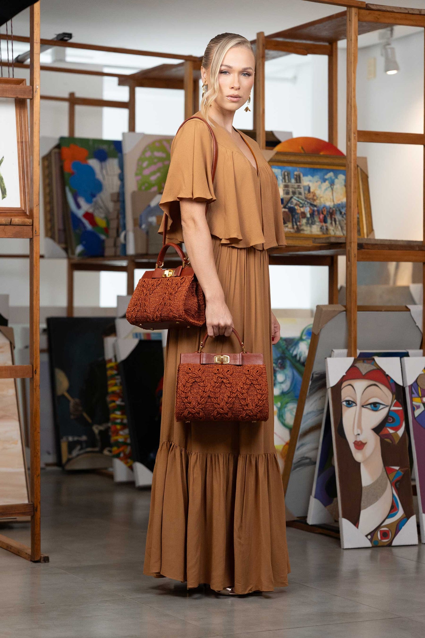 Bolsa Lia Crochê Canela