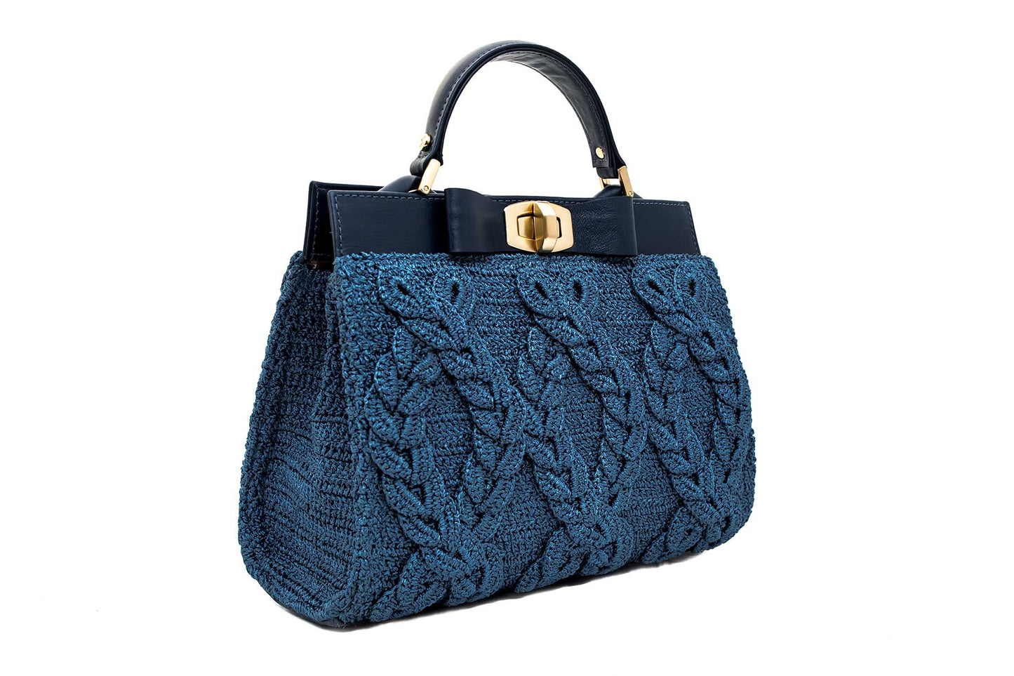 Bolsa Lia Mini Crochê Azul