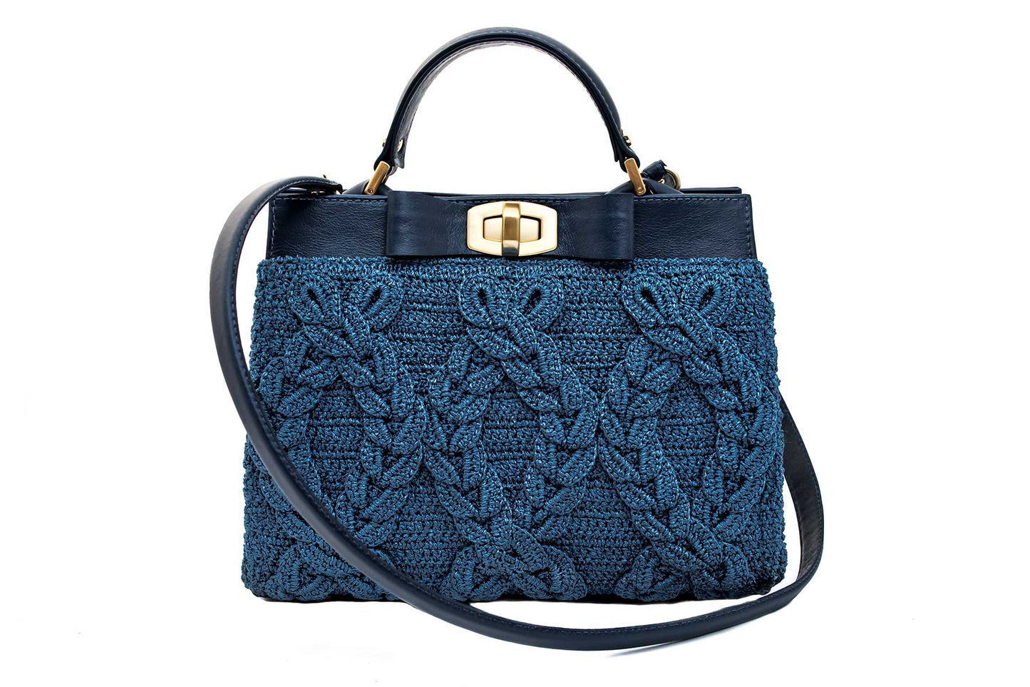 Bolsa Lia Mini Crochê Azul