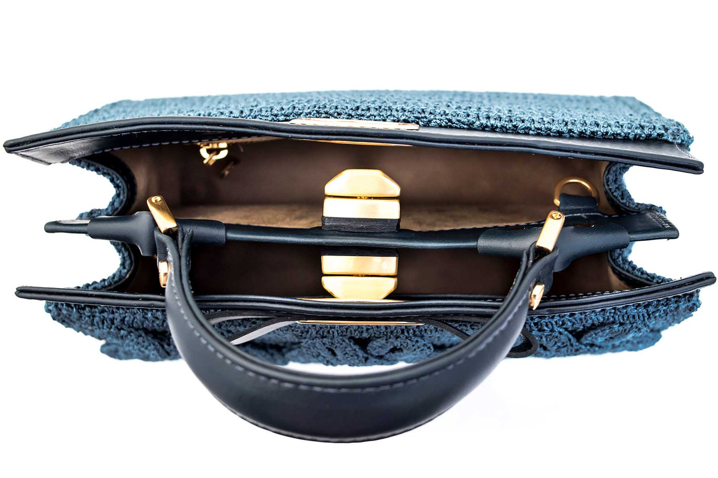 Bolsa Lia Mini Crochê Azul