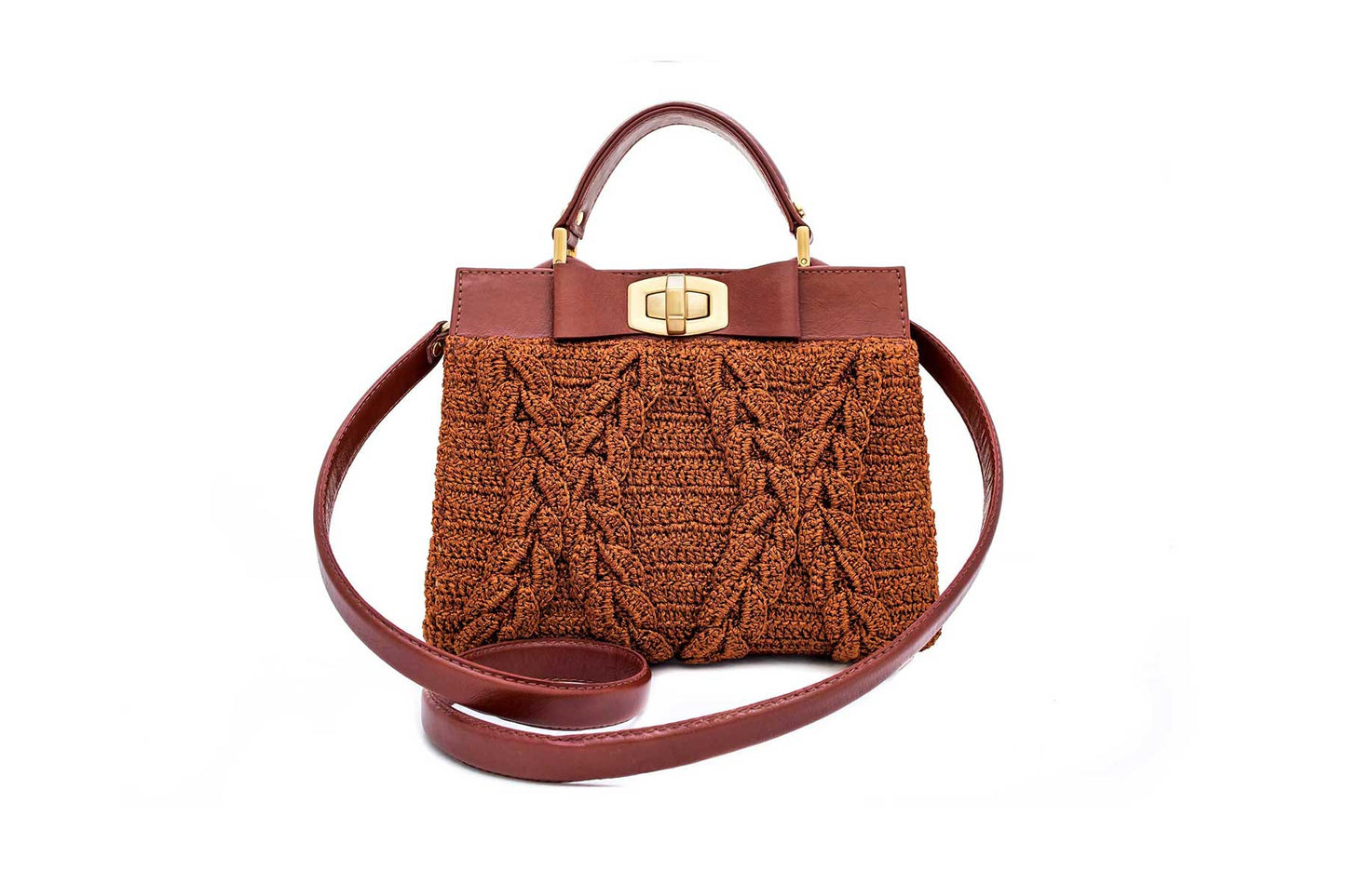 Bolsa Lia Mini Crochê Canela