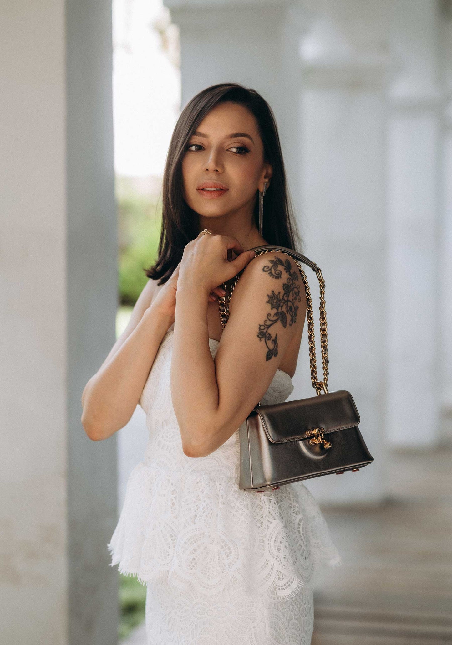 Bolsa Luciana Micro Prata Envelhecida