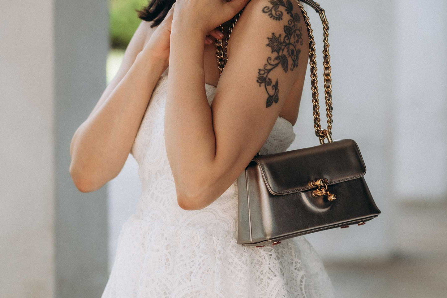 Bolsa Luciana Micro Prata Envelhecida