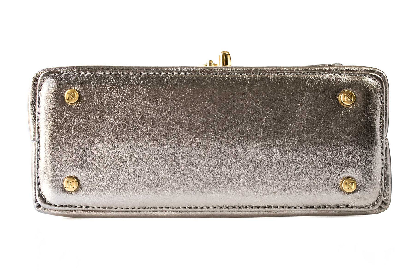 Bolsa Luciana Mini Prata Envelhecida c/ Metal Dourado