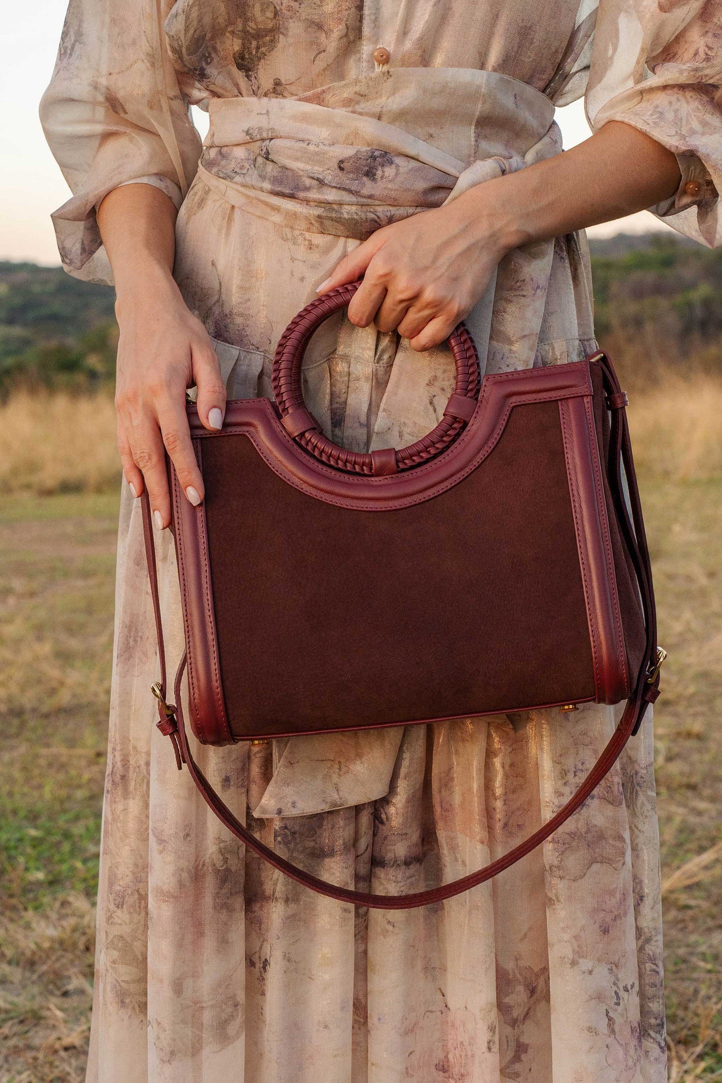Bolsa Marcela Mini Camurça Bordô