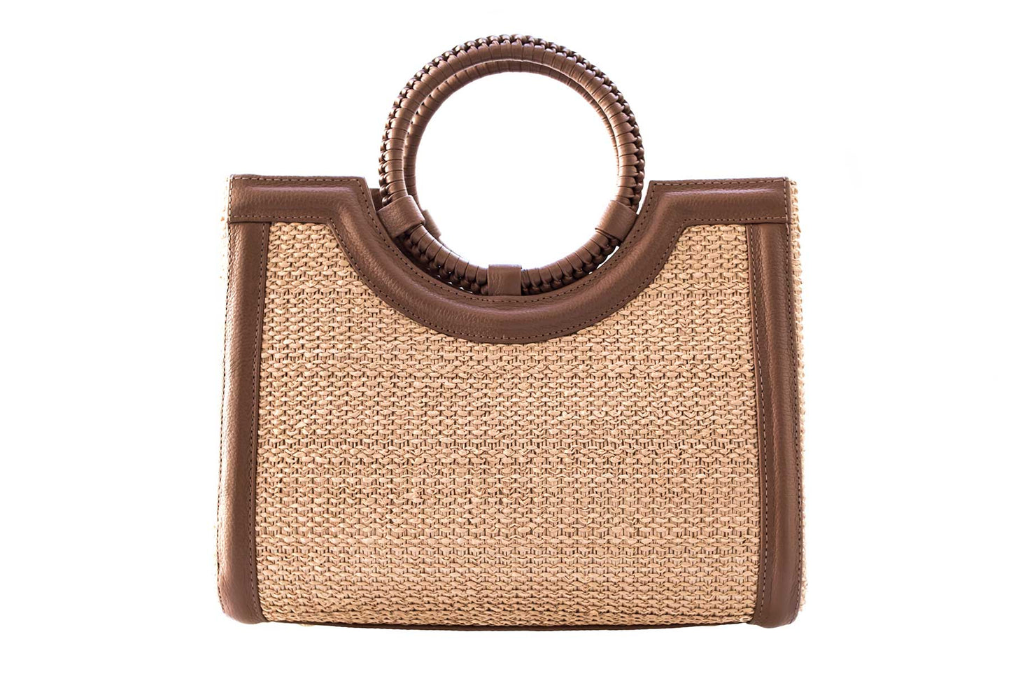 Bolsa Marcela Mini Ráfia Natural c/ Avelã
