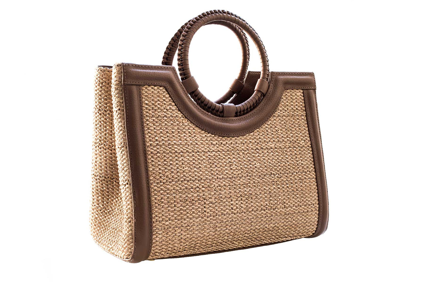Bolsa Marcela Mini Ráfia Natural c/ Avelã