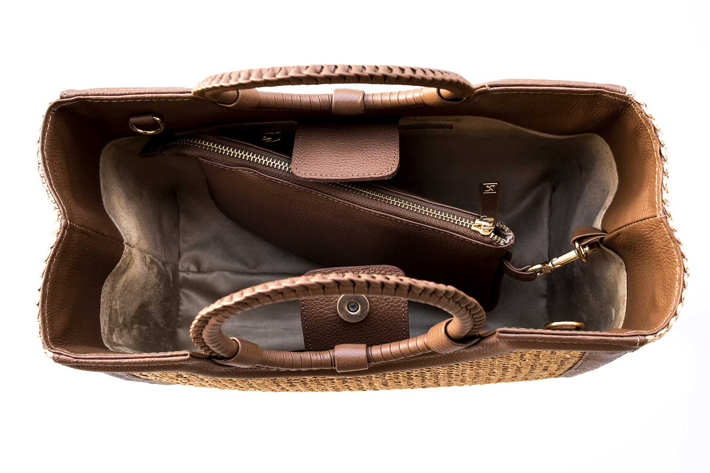 Bolsa Marcela Mini Ráfia Natural c/ Avelã