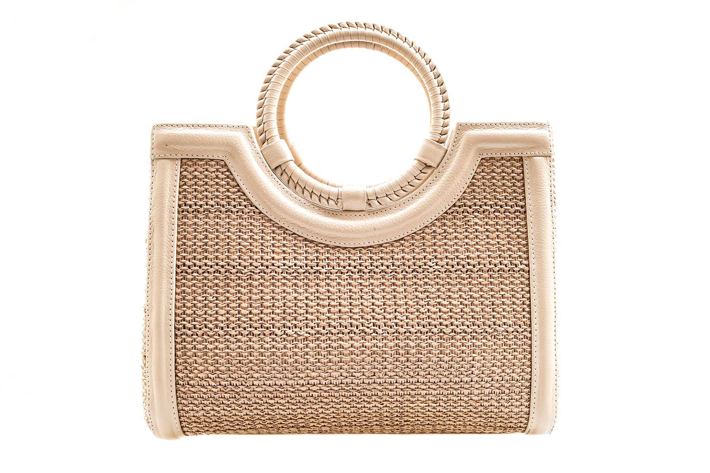 Bolsa Marcela Mini Ráfia Natural c/ Creme