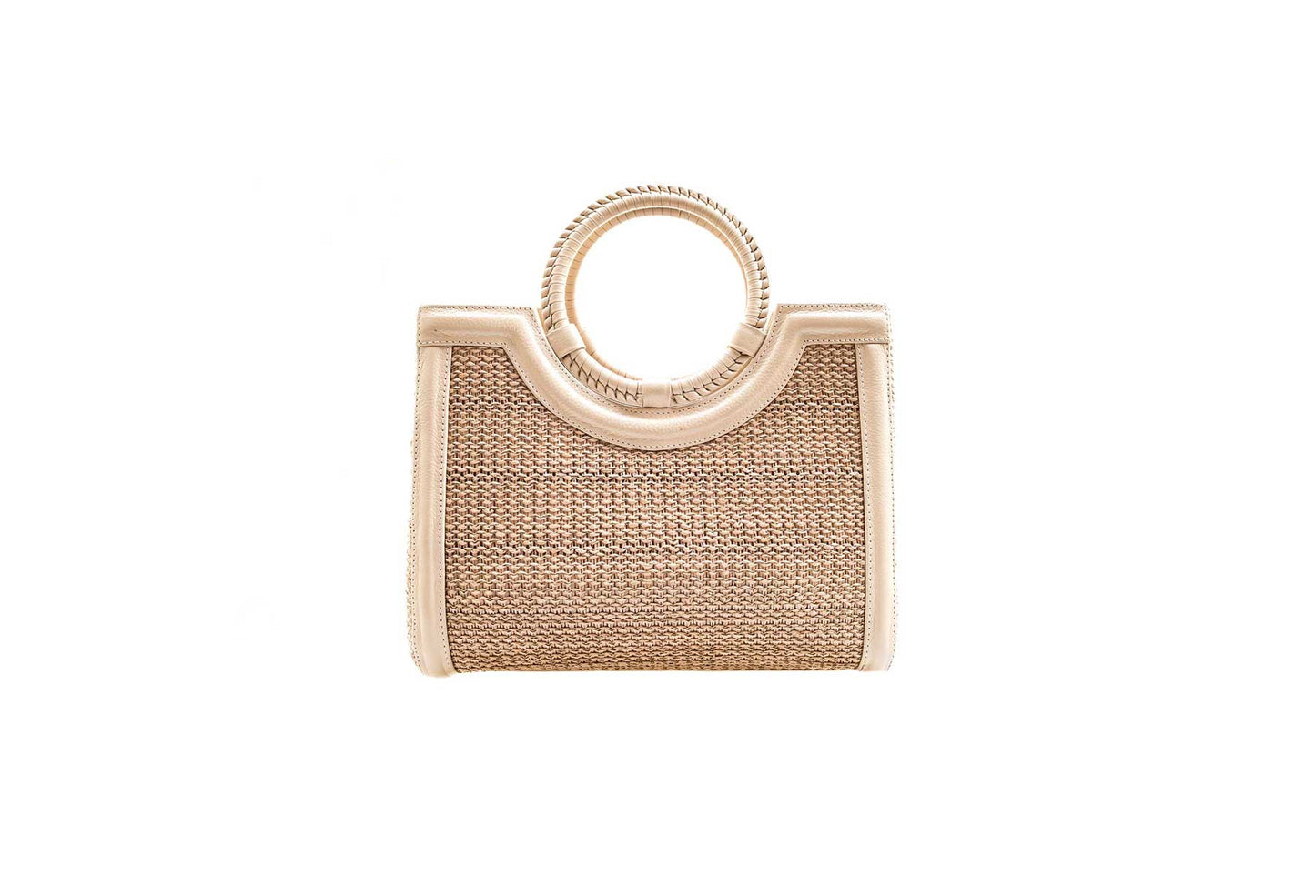 Bolsa Marcela Mini Ráfia Natural c/ Creme