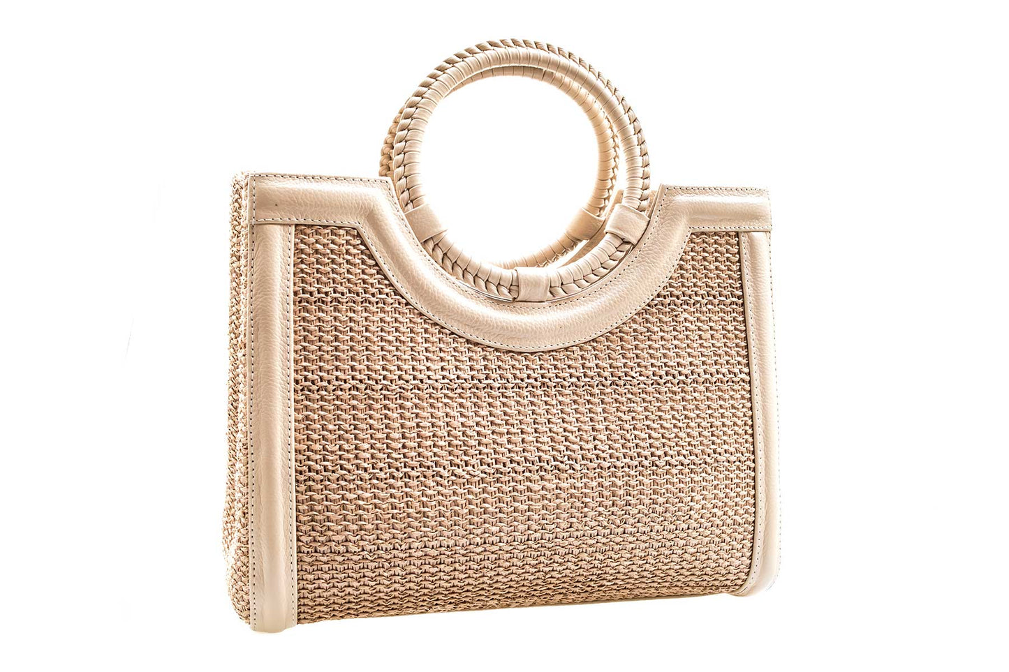 Bolsa Marcela Mini Ráfia Natural c/ Creme
