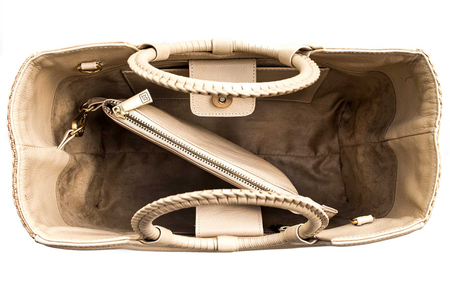 Bolsa Marcela Mini Ráfia Natural c/ Creme