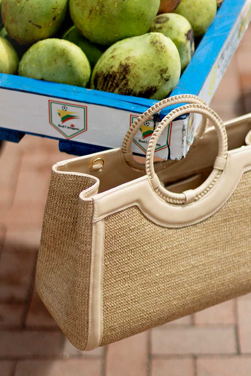 Bolsa Marcela Palha c/ Creme