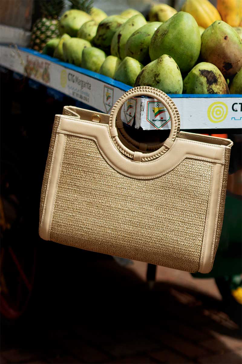 Bolsa Marcela Palha c/ Creme