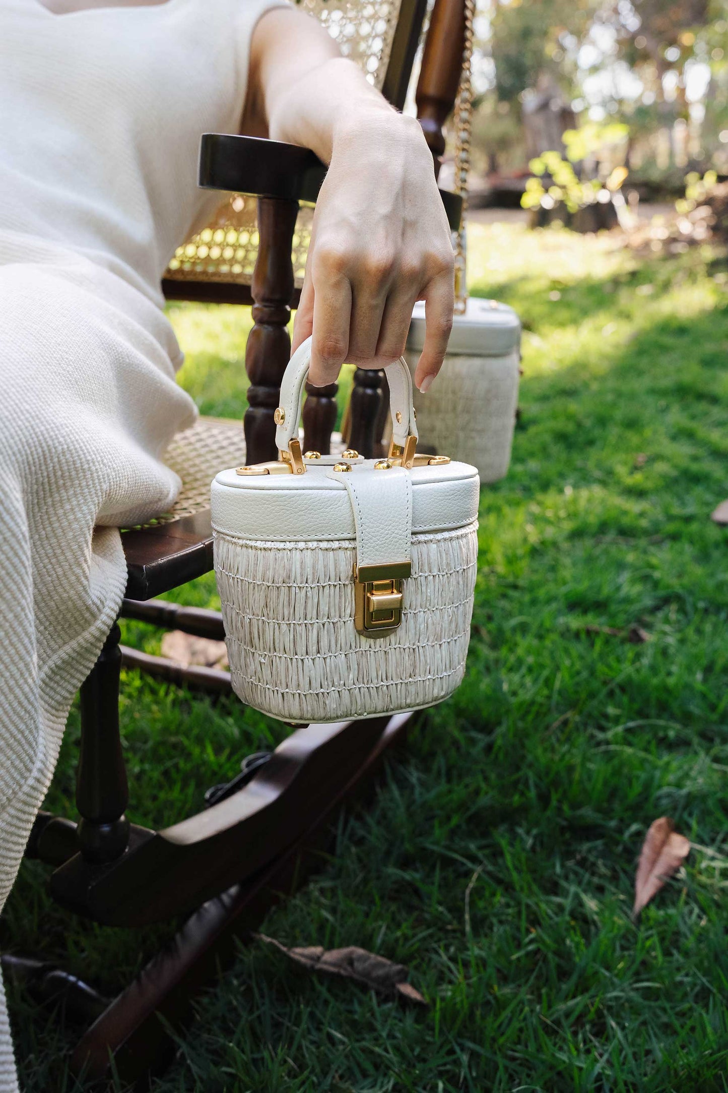 Bolsa Olga Micro Ráfia Natural Off-White