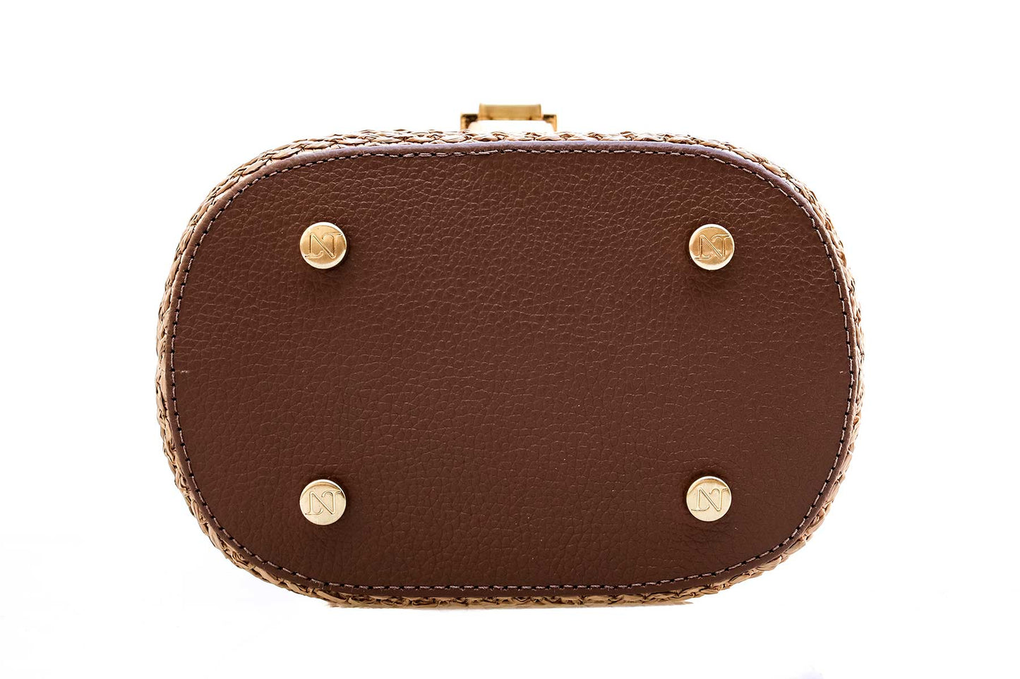 Bolsa Olga Mini Ráfia Natural c/ Avelã