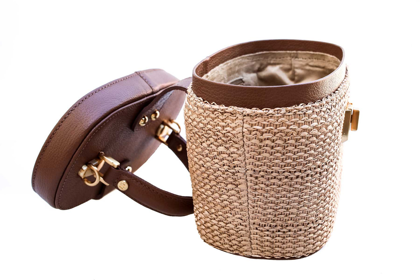 Bolsa Olga Mini Ráfia Natural c/ Avelã