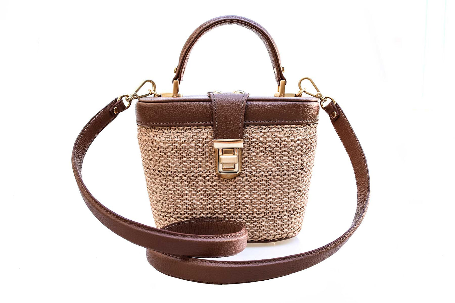Bolsa Olga Mini Ráfia Natural c/ Avelã