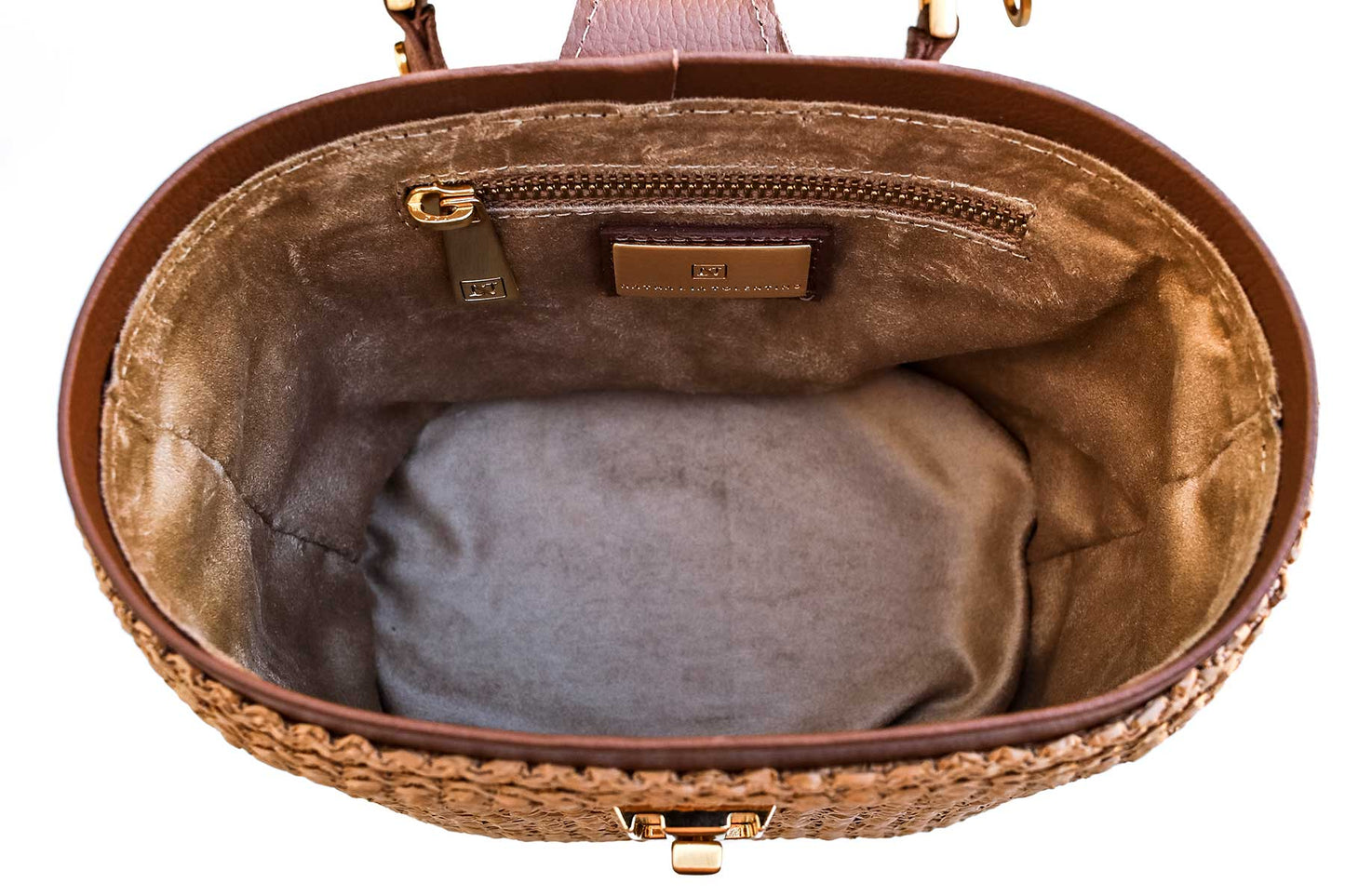 Bolsa Olga Mini Ráfia Natural c/ Avelã