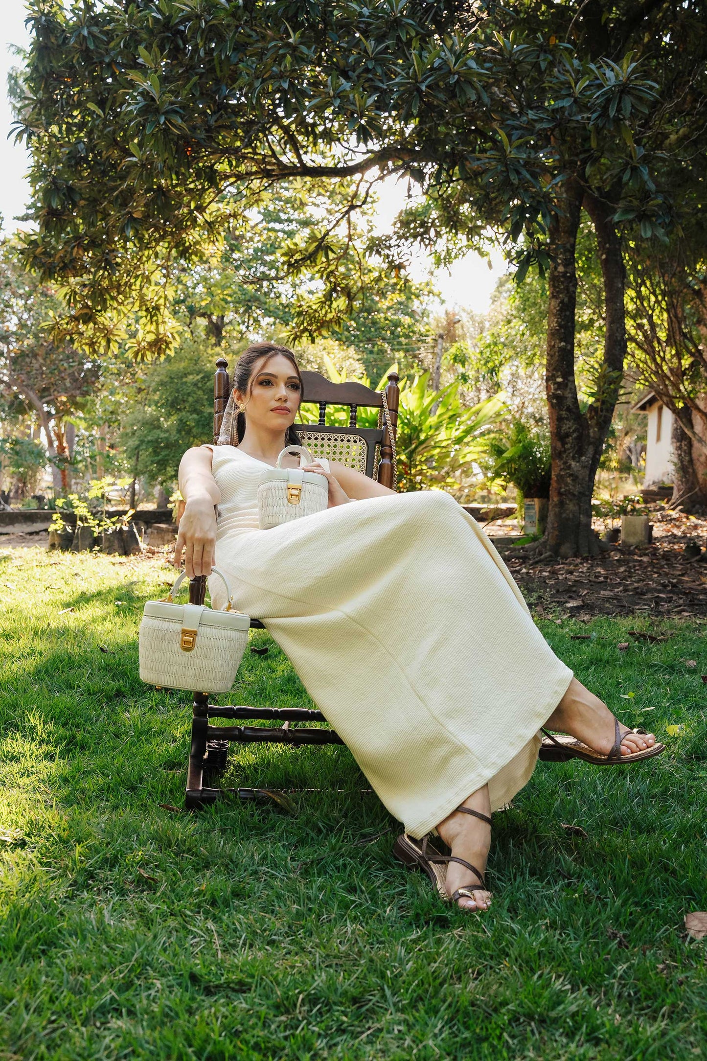 Bolsa Olga Mini Ráfia Natural Off-White