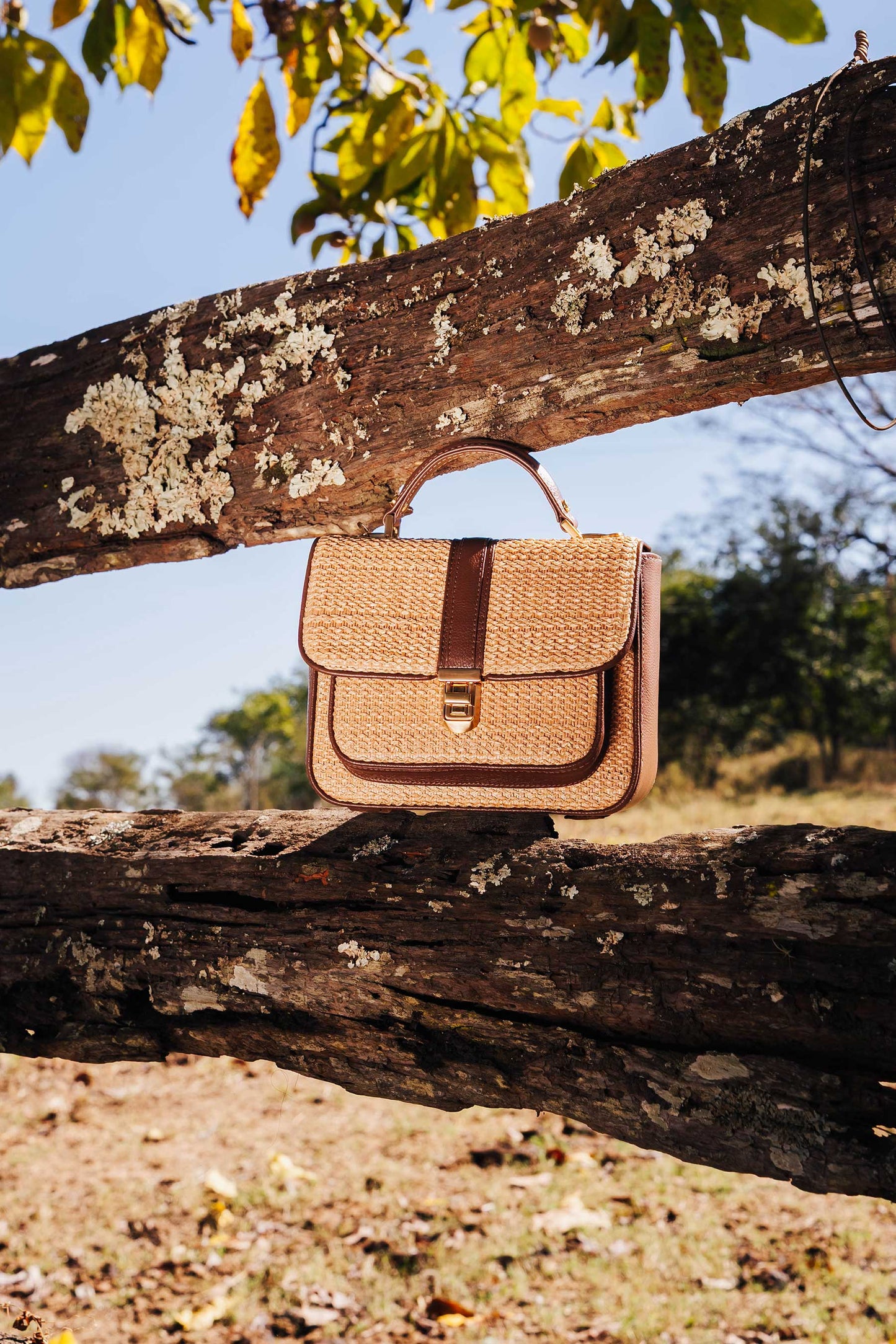 Bolsa Soraia Mini Rafia Natural c/ Avelã