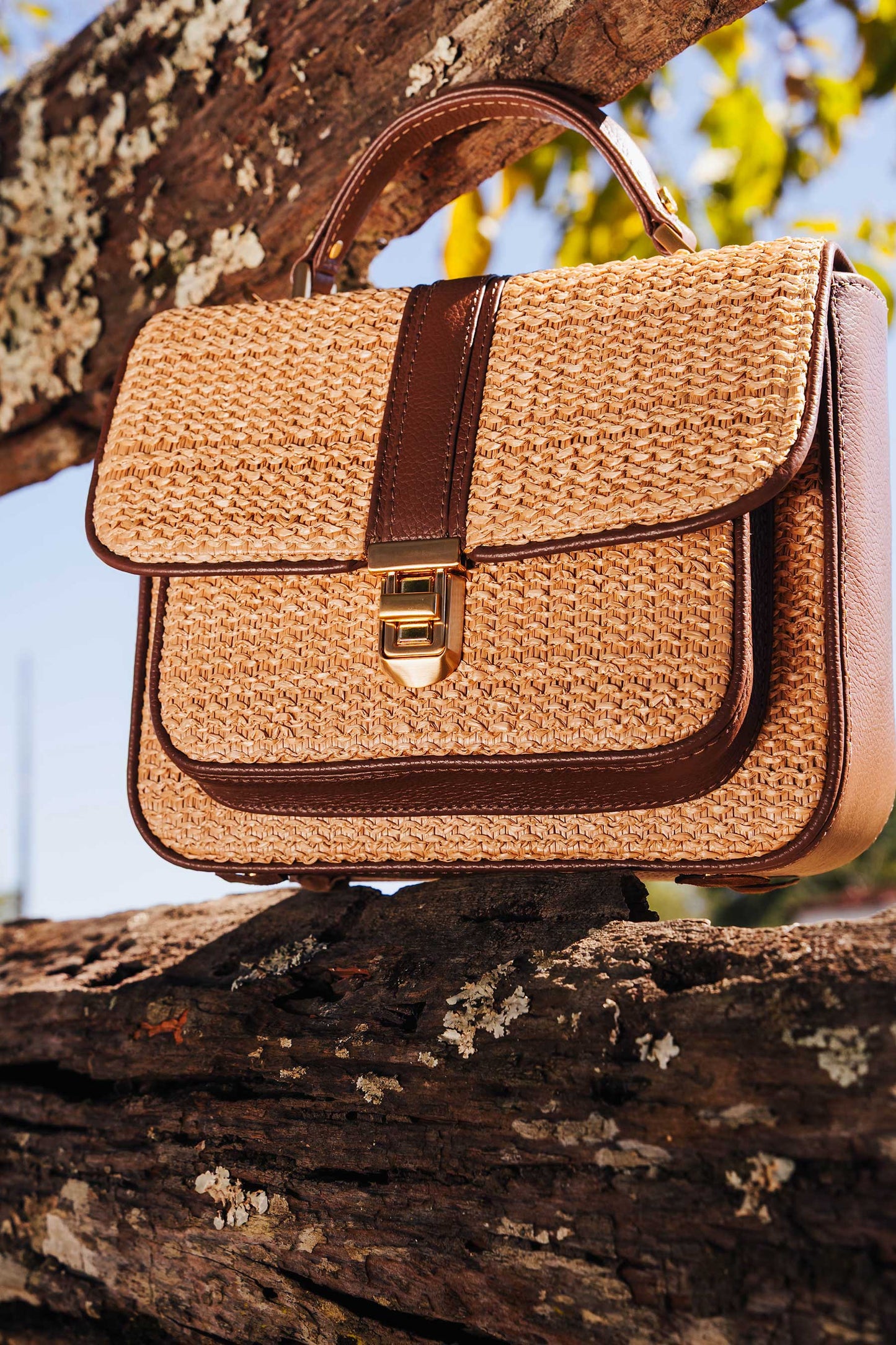 Bolsa Soraia Mini Rafia Natural c/ Avelã