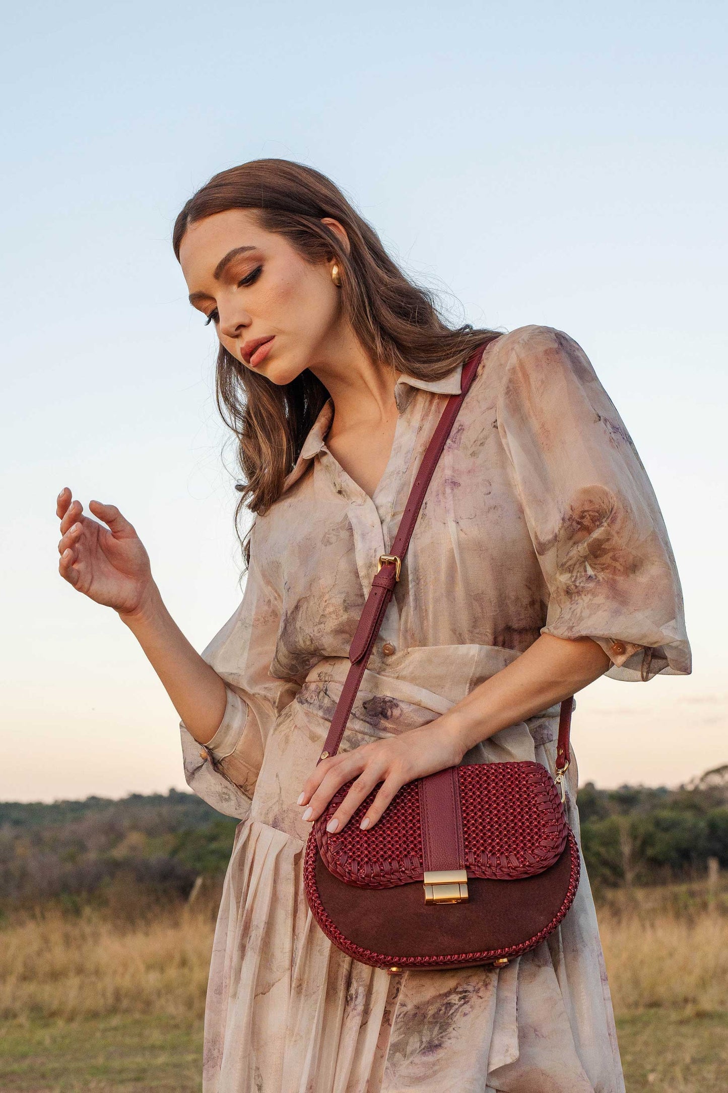 Bolsa Tarsila Mini Camurça Bordô