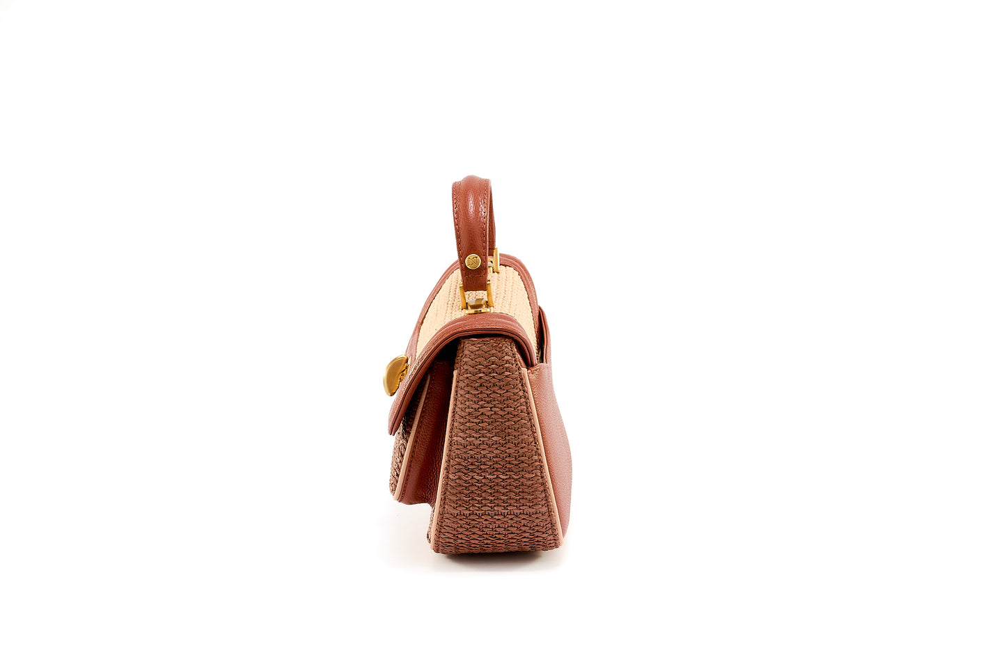 Bolsa Helena Mini Ráfia Natural Mix Canela
