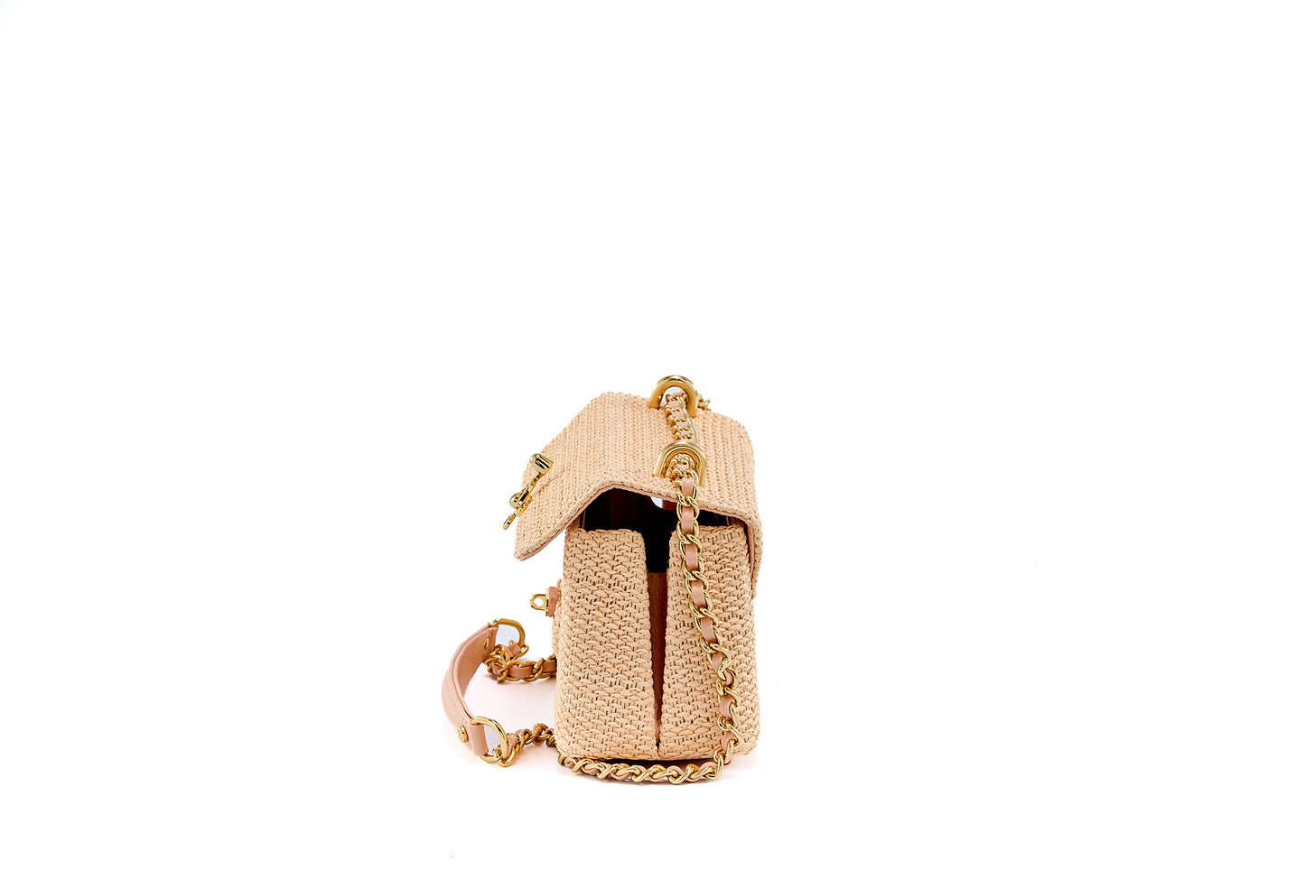 Bolsa Luciana Mini Ráfia Natural Salmão
