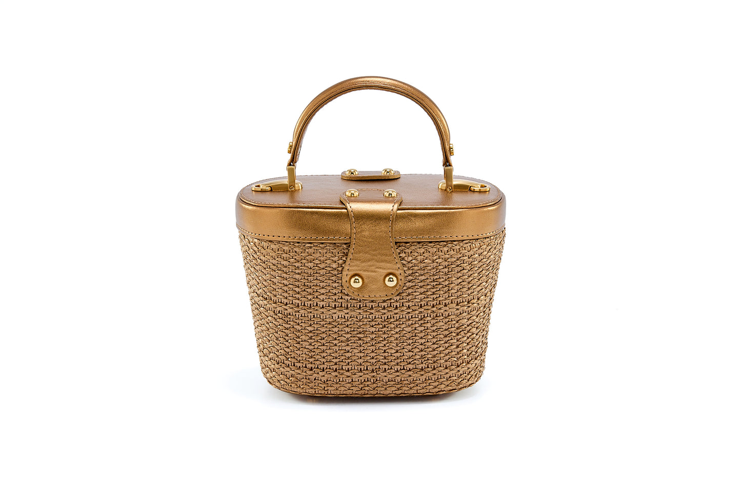 Bolsa Olga Mini Ráfia Natural Bronze