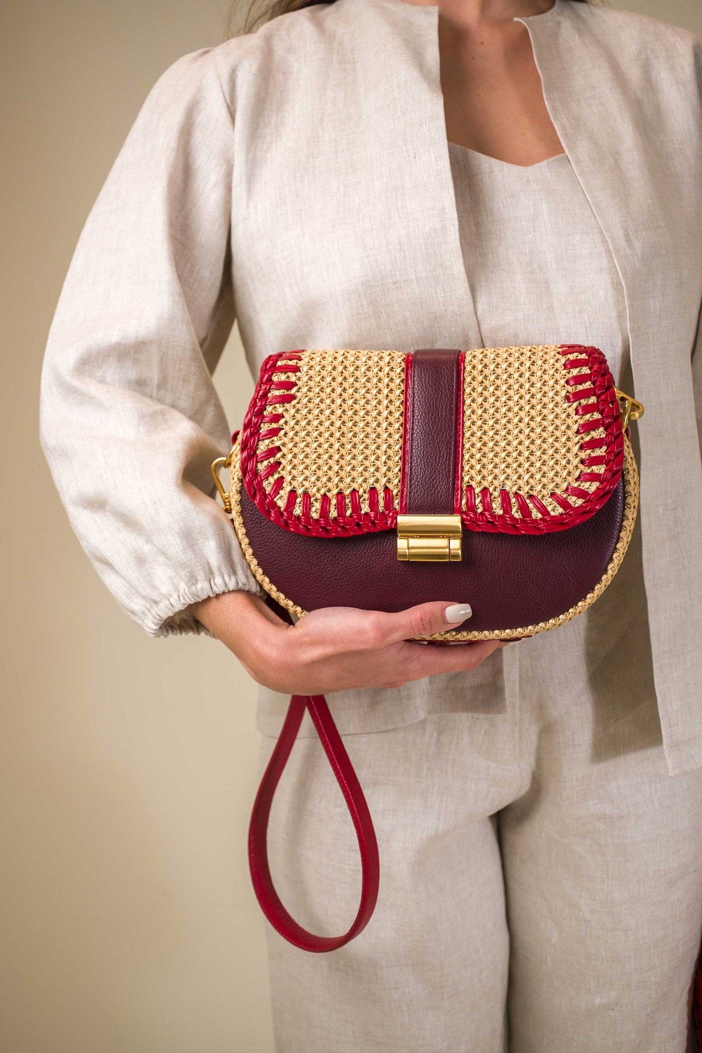 Bolsa Tarsila Mini Beringela c/ Vermelho