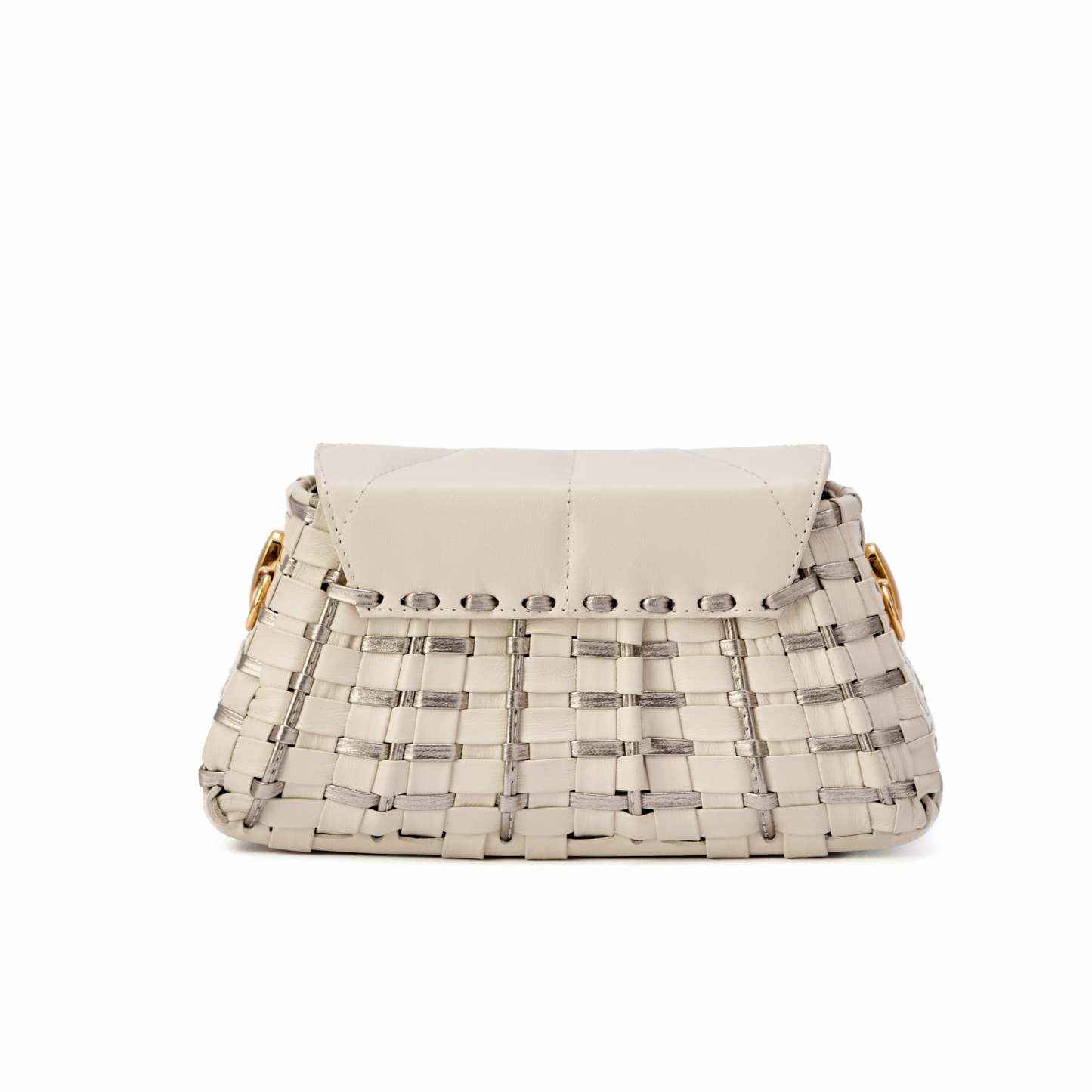 Bolsa Anna Elisa Mini Off White c/ Prata Envelhecida