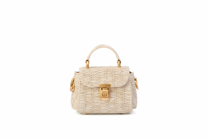 Bolsa Cora Micro Ráfia Natural Off White