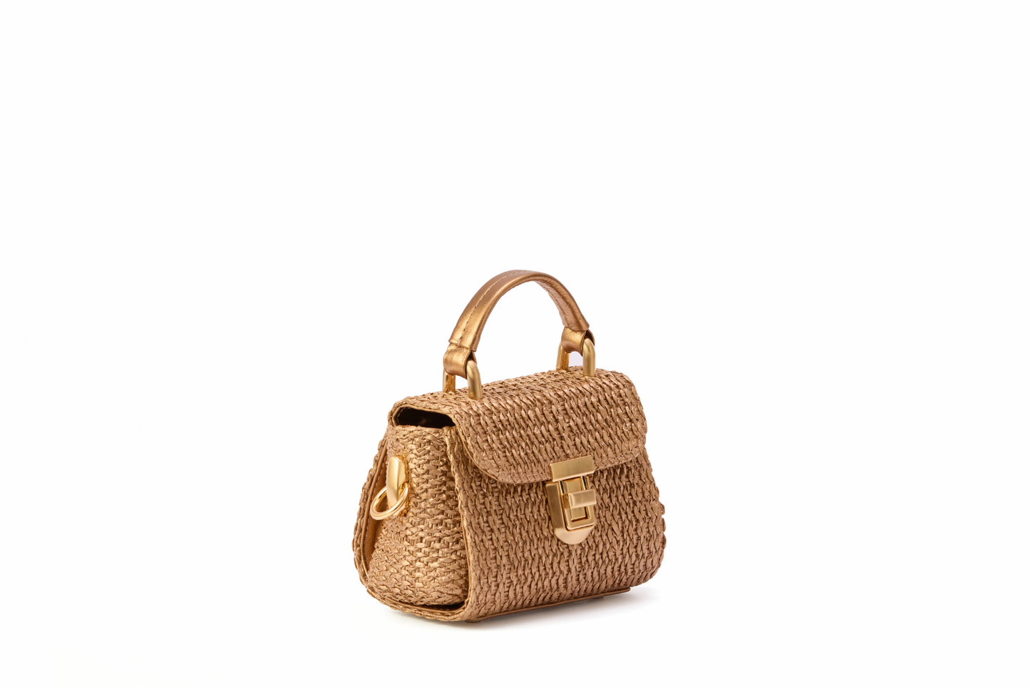 Bolsa Cora Micro Ráfia Natural Bronze
