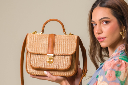 Bolsa Soraia Mini Ráfia Natural c/ Savana