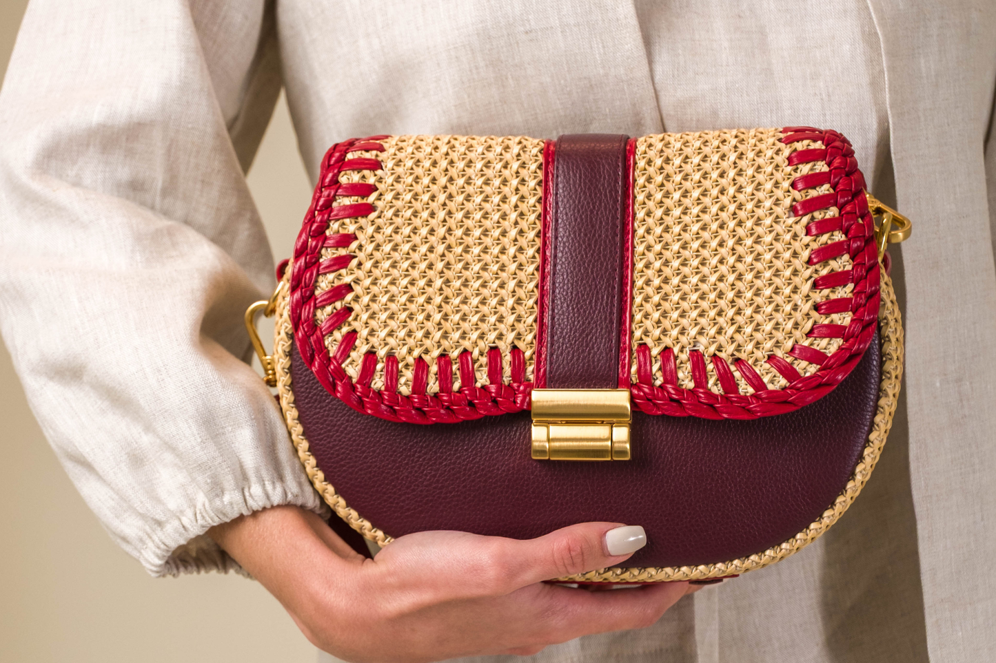 Bolsa Tarsila Mini Beringela c/ Vermelho