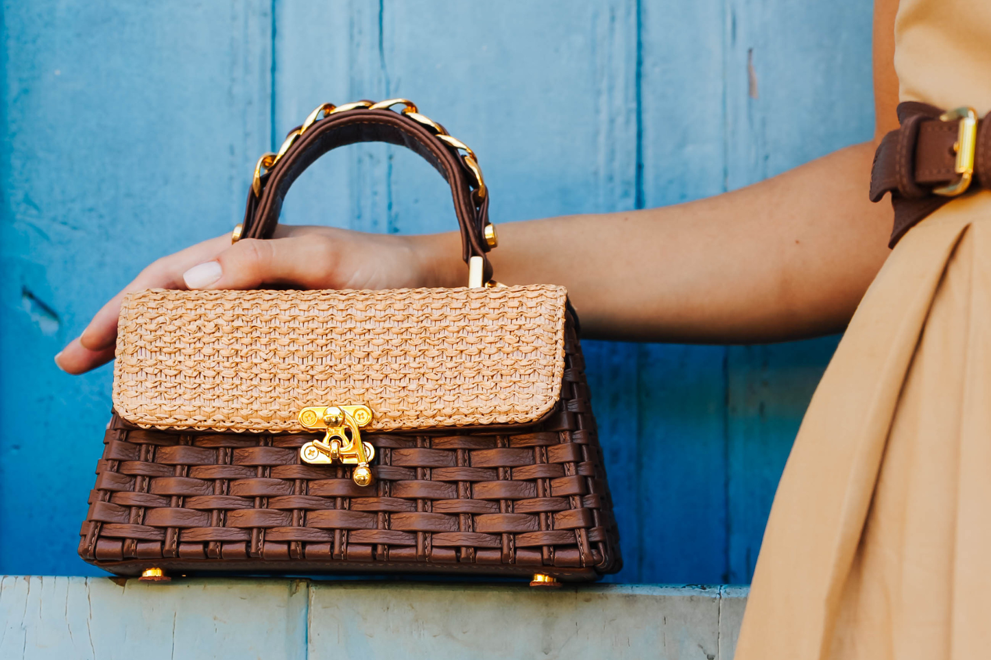 Bolsa Lu Rajão Ráfia Natural c/ Avelã