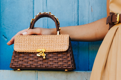 Bolsa Lu Rajão Ráfia Natural c/ Avelã