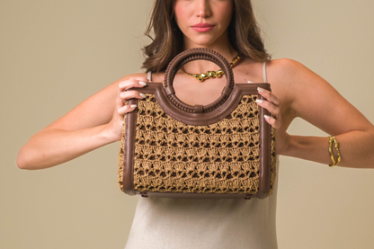 Bolsa Marcela Mini Crochê Caramelo