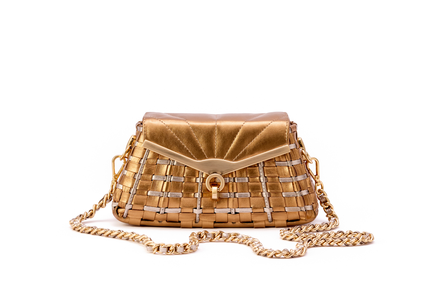 Bolsa Anna Elisa Mini Bronze c/ Prata Envelhecida