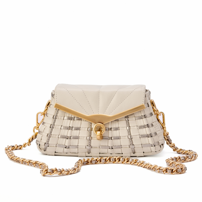 Bolsa Anna Elisa Mini Off White c/ Prata Envelhecida