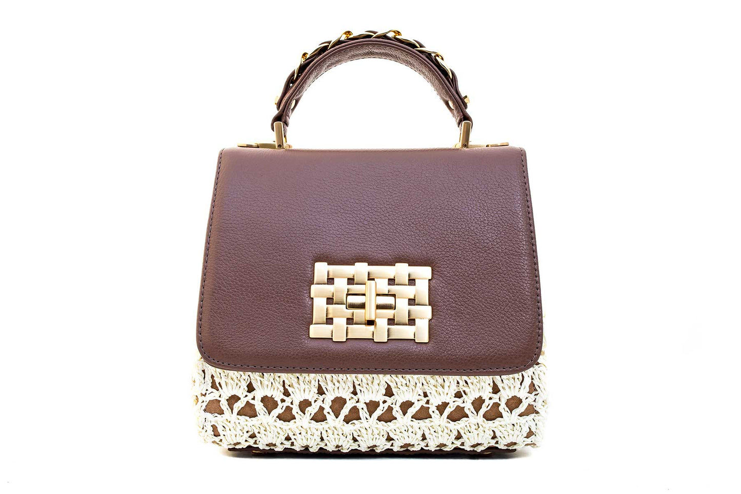 Bolsa Fabiana Crochê Caramelo c/ Creme