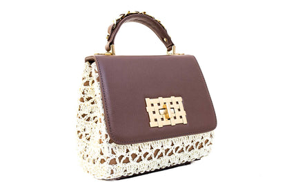 Bolsa Fabiana Crochê Caramelo c/ Creme
